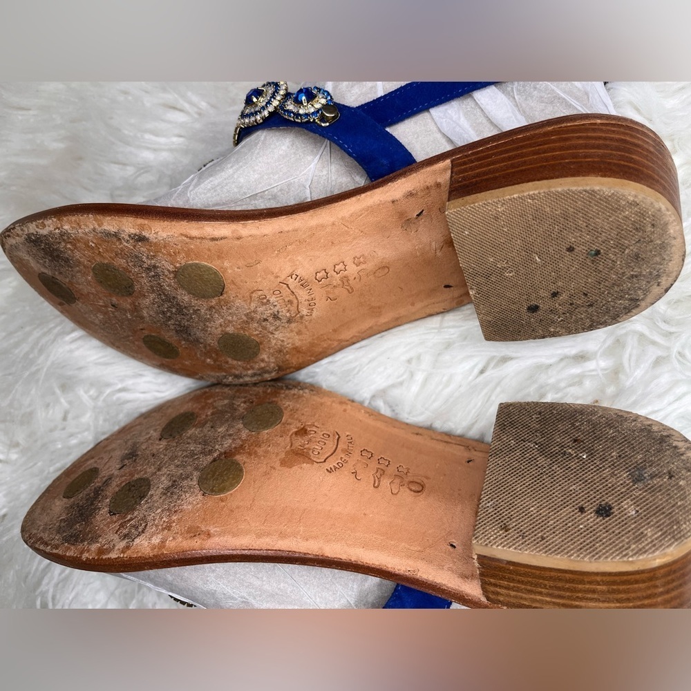 Moda positano Elegant Blue Beaded Women's Sandals - Picture 5 of 6